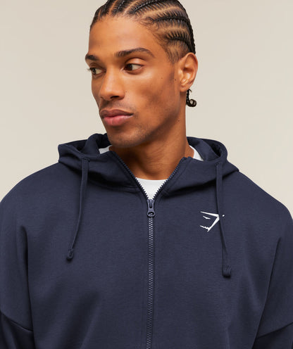 Crest Oversized Zip Up Hoodie - US 0627