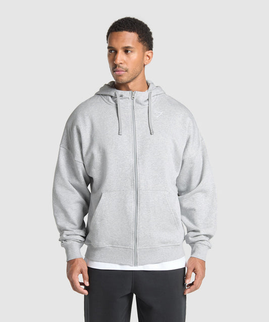 Crest Oversized Zip Up Hoodie - US 4474