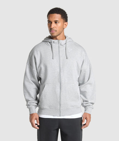 Crest Oversized Zip Up Hoodie - US 6672