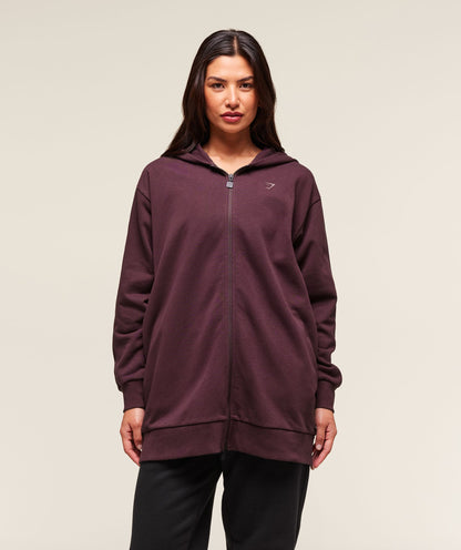 Covered Longline Zip Up Hoodie - US 9256