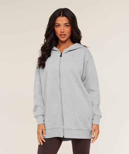 Covered Longline Zip Up Hoodie - US 9256