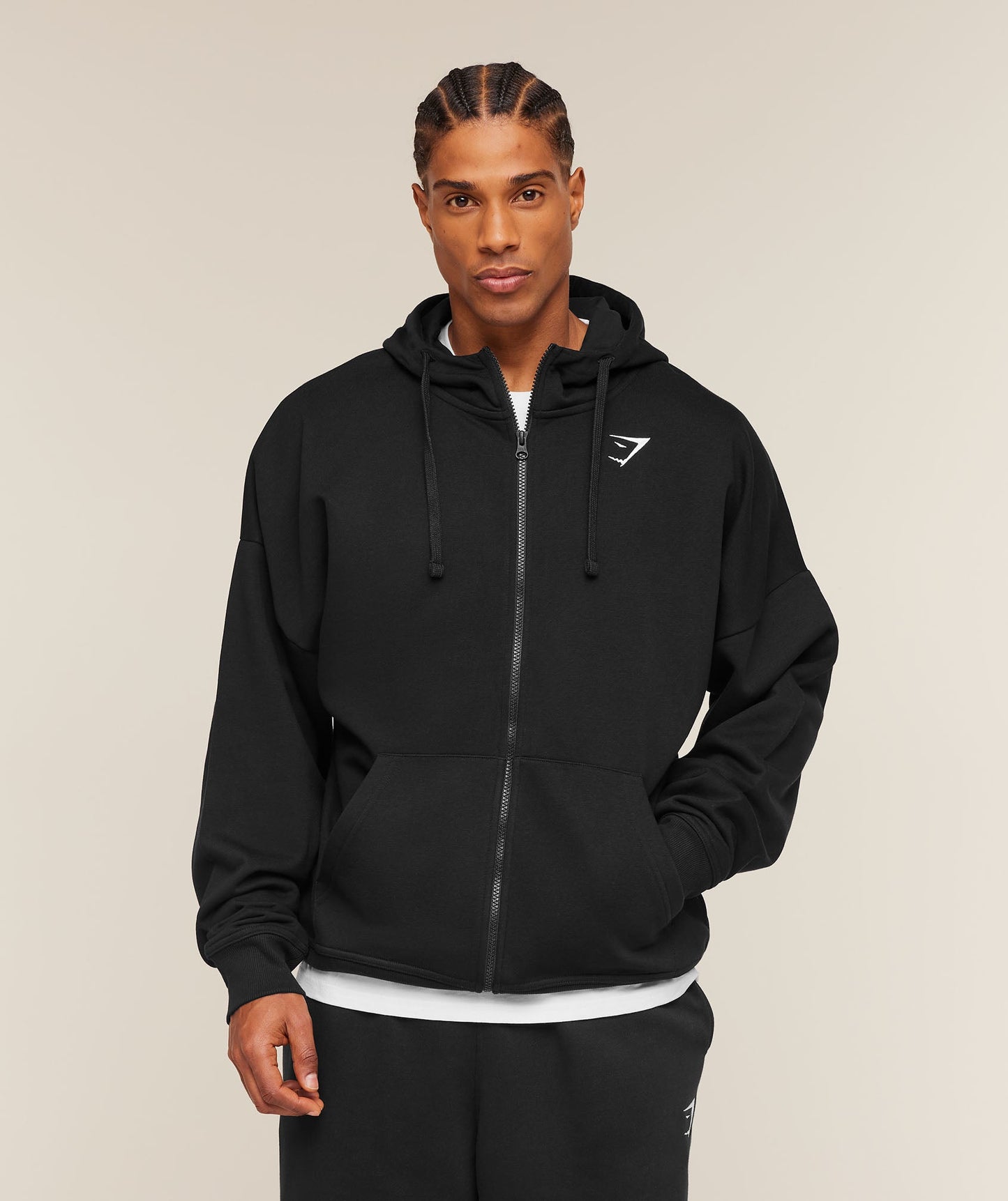 Crest Oversized Zip Up Hoodie - US 6672