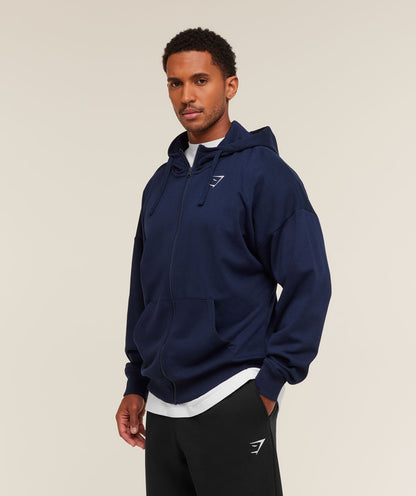 Crest Oversized Zip Up Hoodie - US 6672