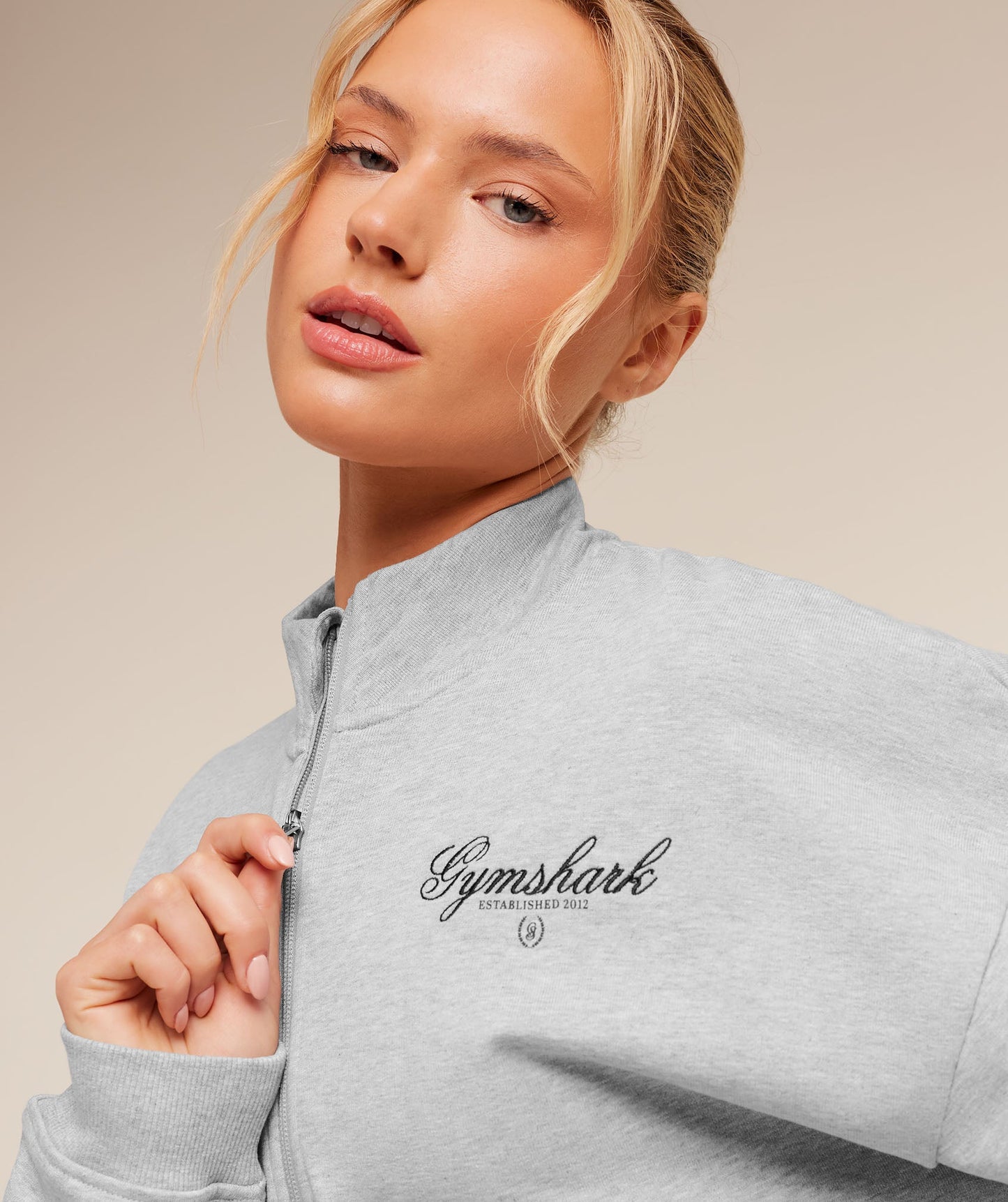 Script Embroidery Oversized Zip Through - US 4292