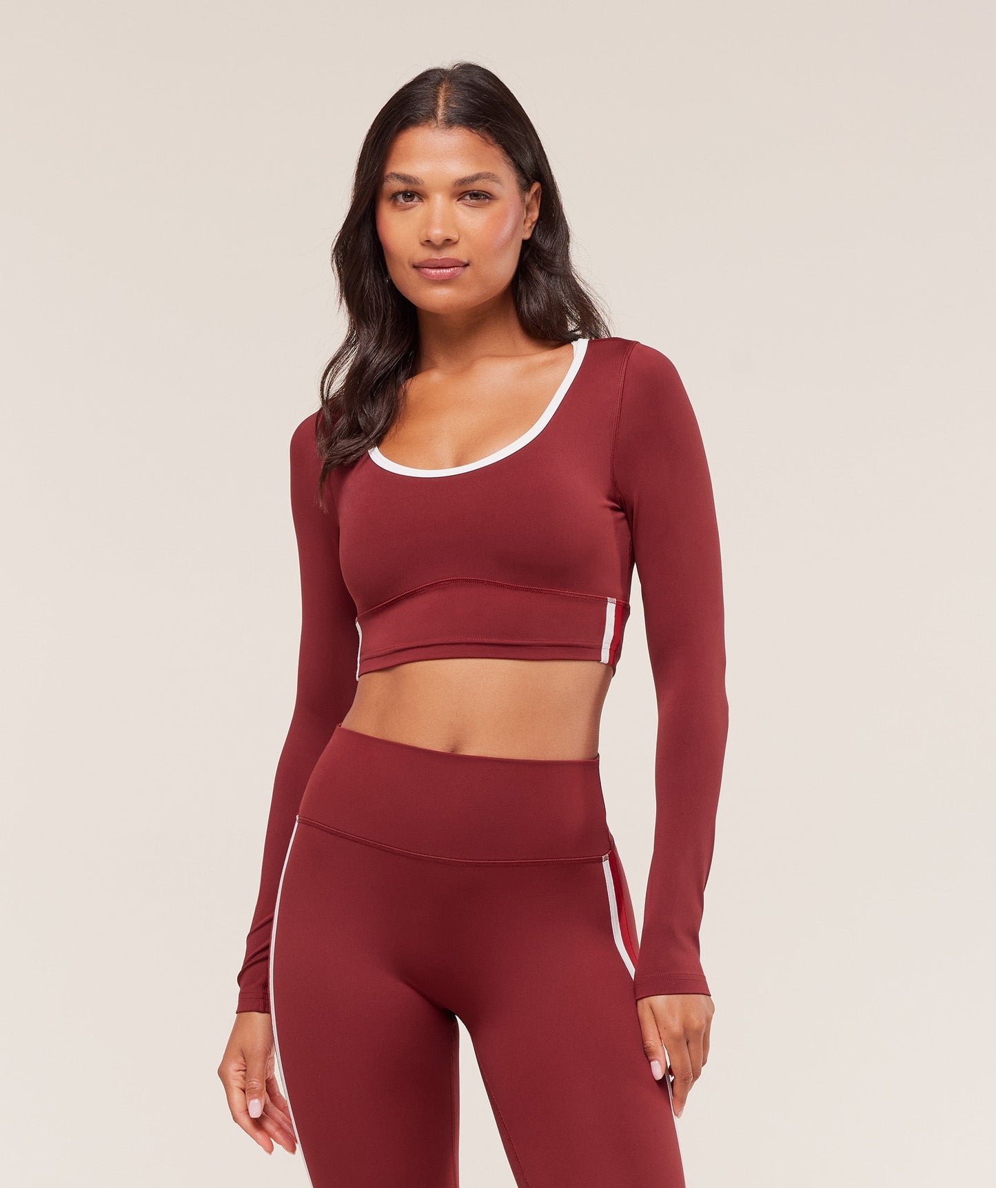 Piping Long Sleeve Crop Top - US 5724