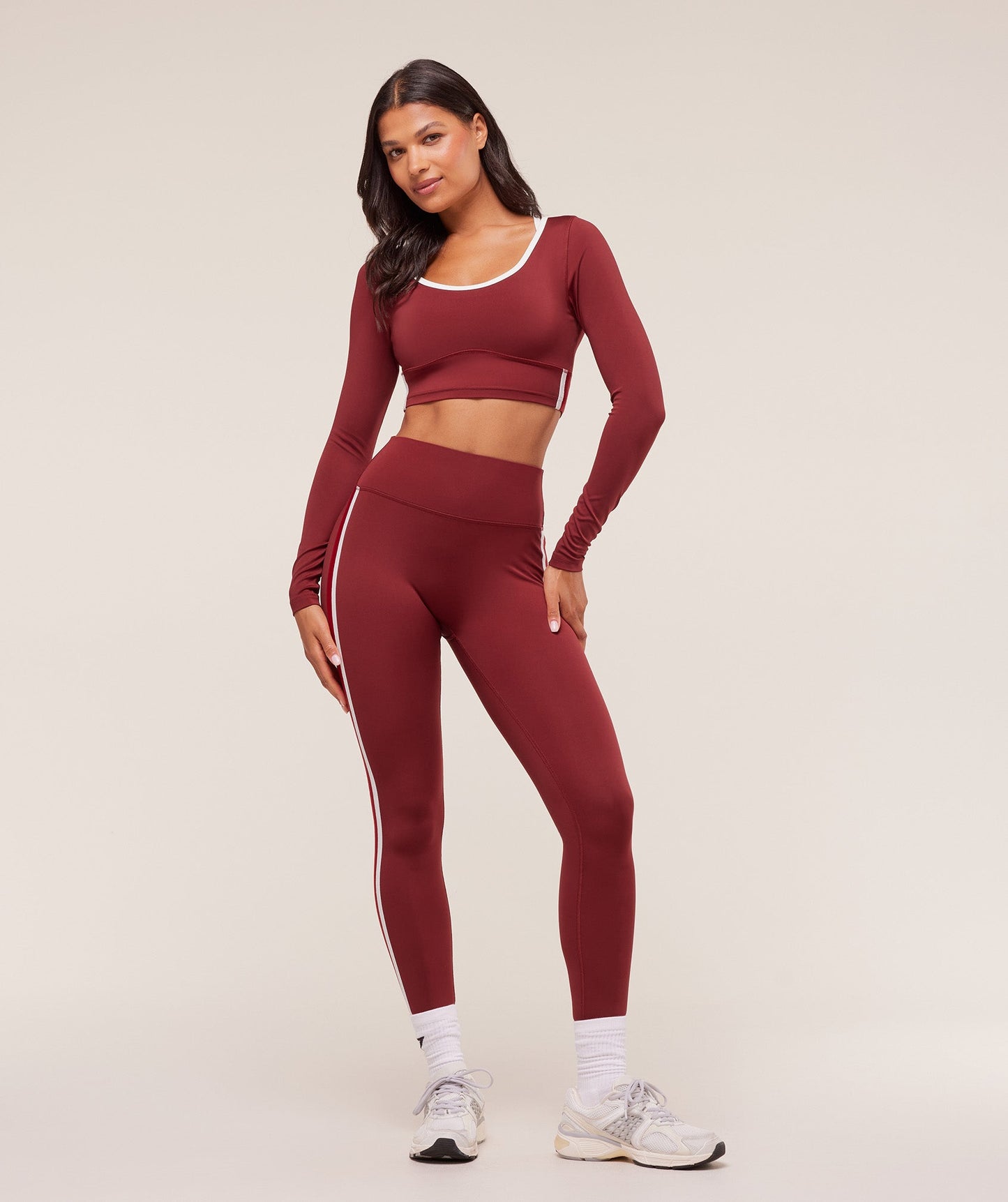 Piping Long Sleeve Crop Top - US 8806