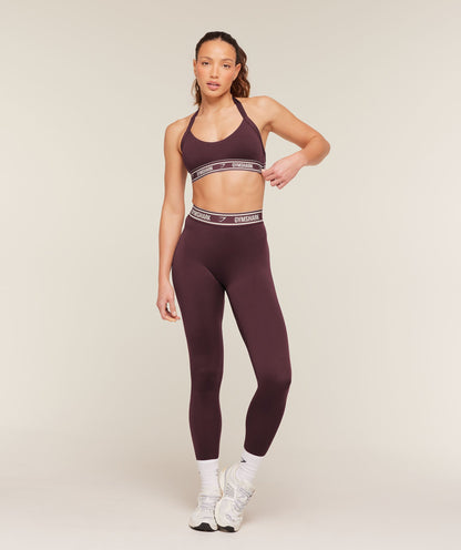 Light Support Halter Neck Logo Sports Bra - US 7768